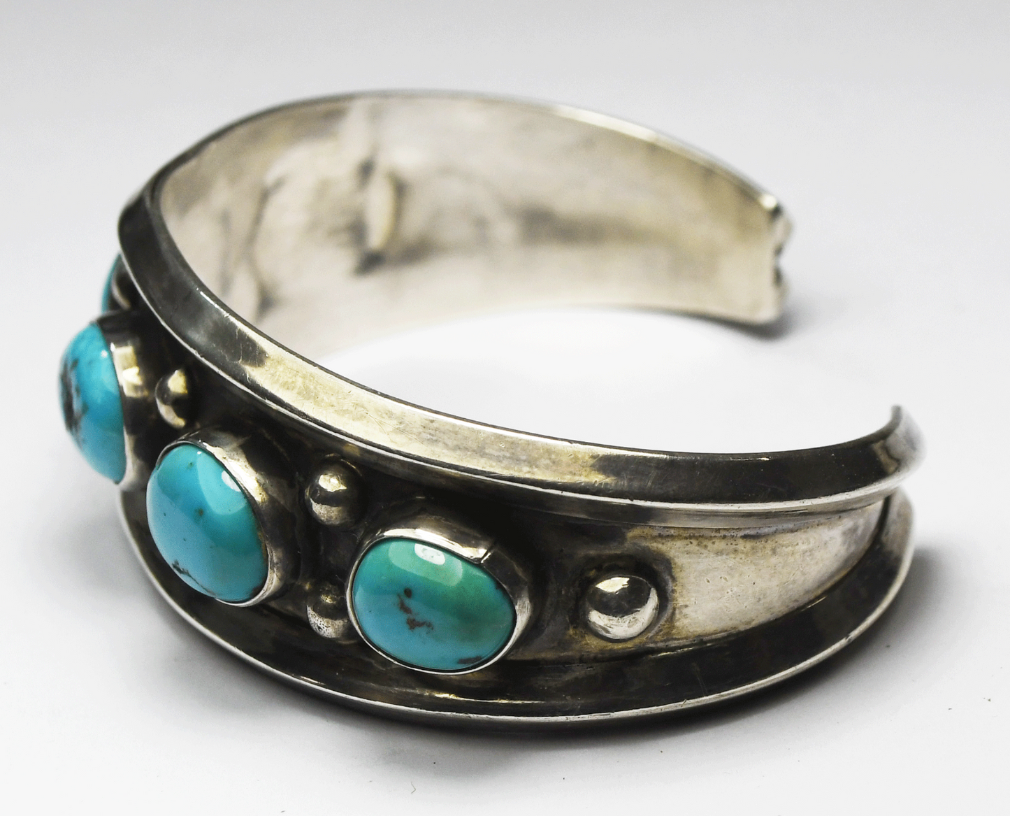 Sterling Silver Turquoise Chunk 23mm Cuff Bracelet 6" Wrist