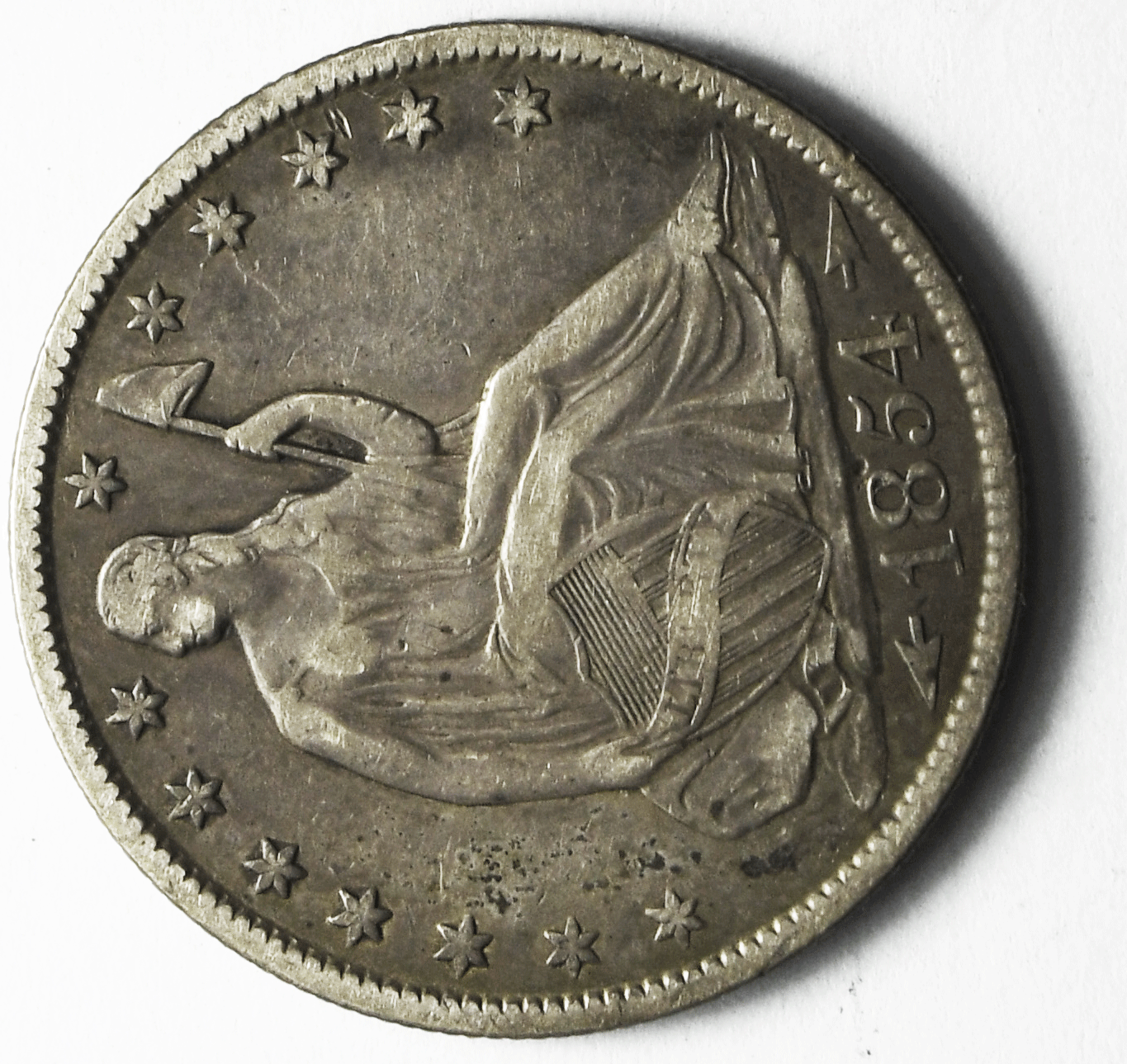 1854 O 50c Seated Liberty Silver Half Dollar Fifty Cents New Orleans