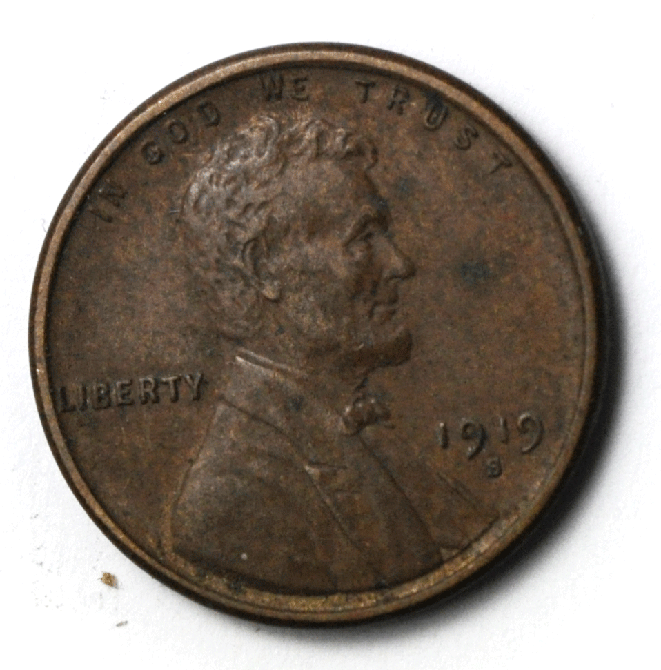 1919 S 1c Lincoln Wheat One Cent Penny San Francisco US