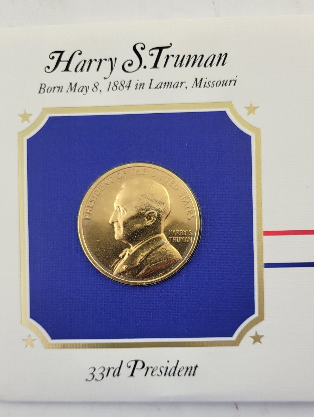 Harry Truman Presidential Covers Medal Postal Commemorative Society Gold Plated