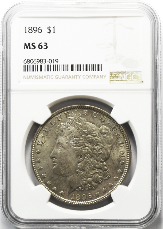 1896 $1 Morgan Silver Dollar MS63 NGC Uncirculated Philadelphia