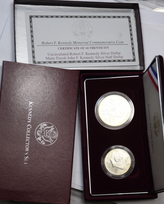 1998 $1  Robert Kennedy & Low Mintage 50c Commemorative Silver Set