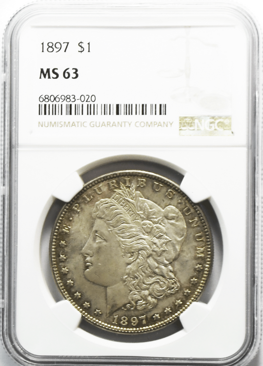 1897 $1 Morgan Silver Dollar MS63 NGC Uncirculated Philadelphia