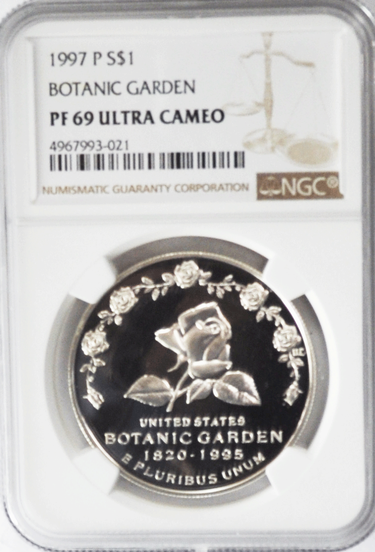 1997 P $1 Botanic Garden Commemorative Silver One Dollar PF69 UC NGC