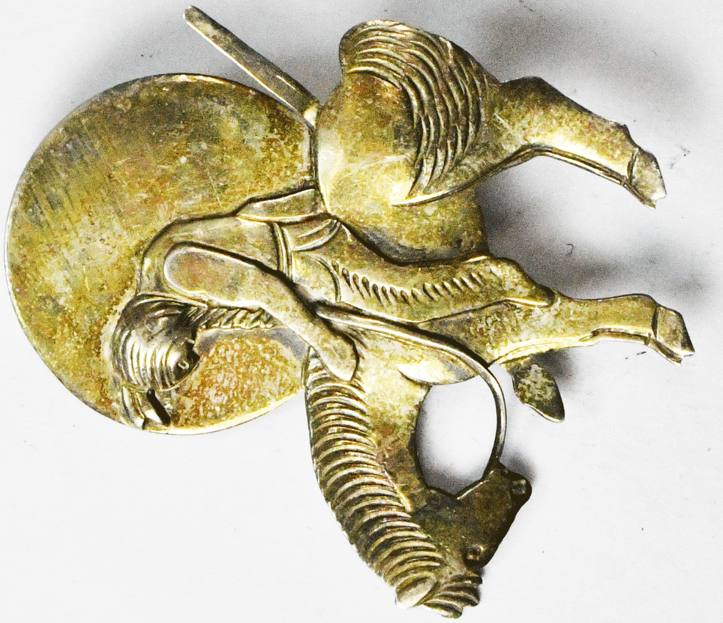 Sterling Silver End of the Trail Fraser Waupun Brooch Pin 40mm  x 48mm