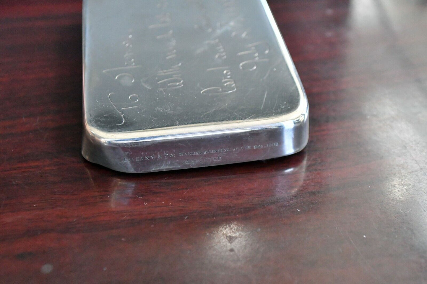Tiffany & Co. Sterling Silver 925-1000 Vintage Heavy Paperweight 4" x 2 3/4"