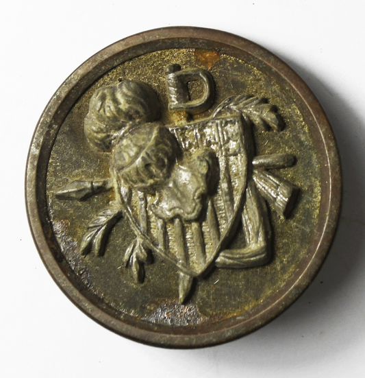 Vintage Large Brass Round Plumed Helmet Sword Button 37mm