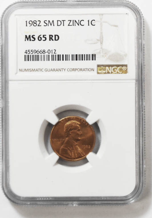 1982 1c Lincoln Memorial Cent One Penny NGC MS 65 RD Small Date Zinc