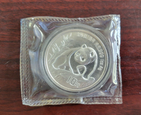 1990 10 Yuan Chinese Silver Panda Coin .999 Fine Silver Mint Sealed 1oz. China