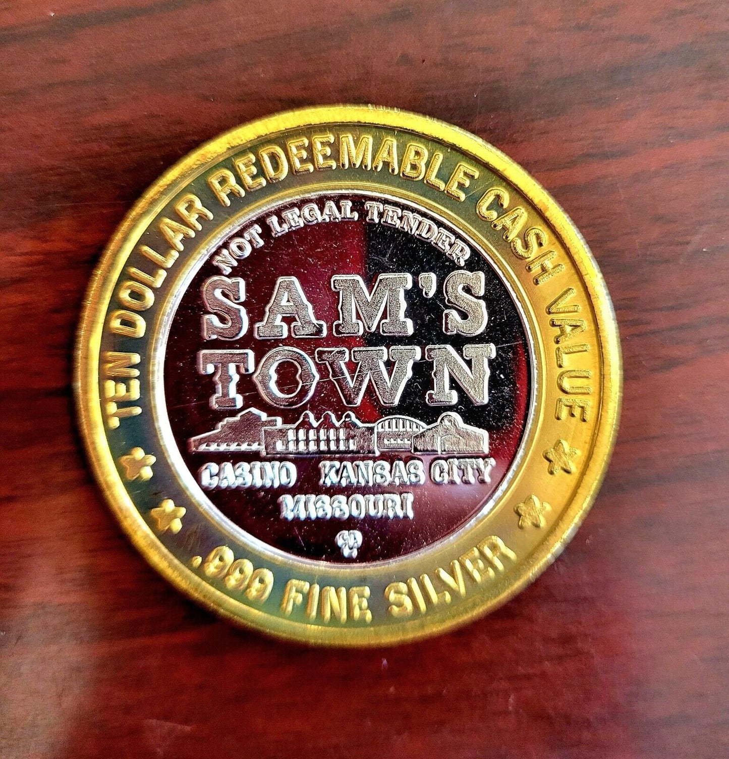 Sam Town Casino Sports Series .999 Fine Silver Gaming Token Baseball Kansas City