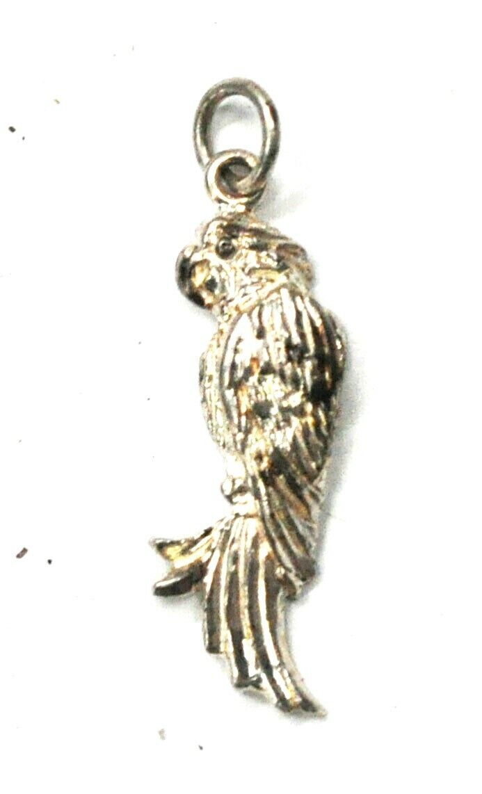 Sterling Silver Parrot Macaw Bird Charm 41mm x 9mm