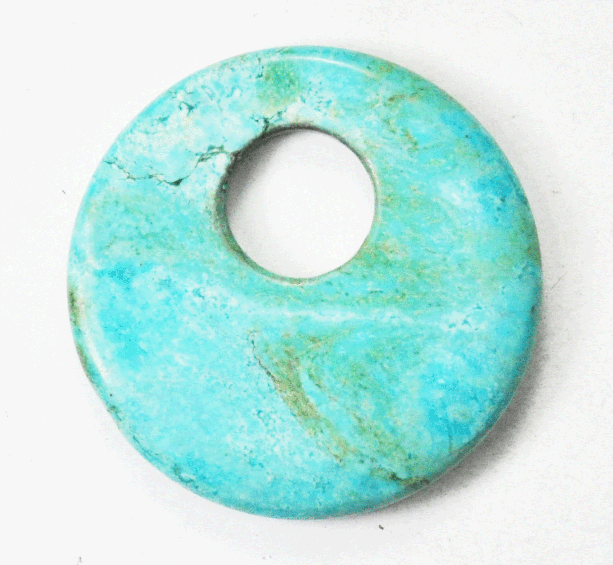 Turquoise Carved Round Disc Pendant 47mm 9mm Bale Opening