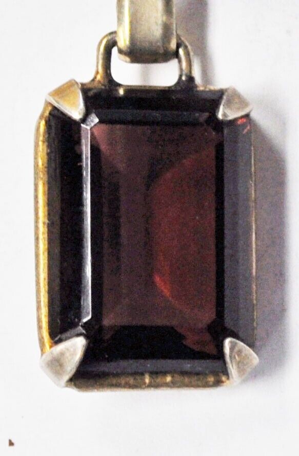 Sterling Silver Bushel 6 Bar Ruby Red Glass Dangle Brooch Pin