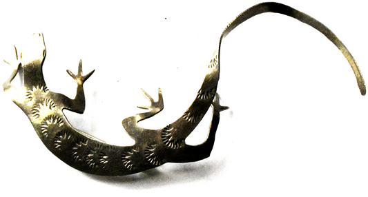 Sterling Silver Vintage L Guerro Lizard Chameleon Brooch Pin 3-1/4" x 37mm