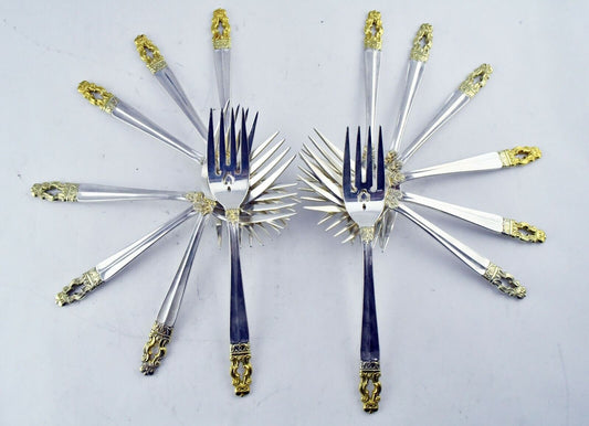 14pc. Hispana-Sovereign "Gold" by Gorham Sterling 6 7/8" Salad Fork 21oz.