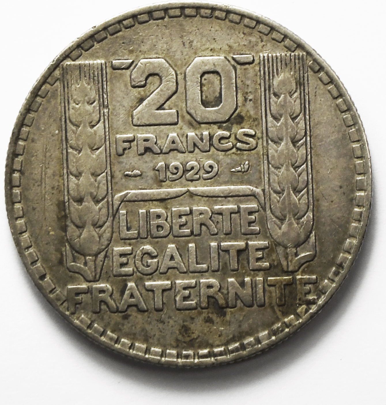 1929 France 20 Francs Silver Coin KM# 879