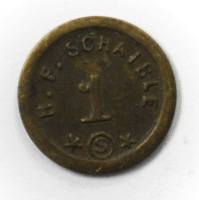 HF Schaible 1 Trade Token 1909 June Ingle System 18mm