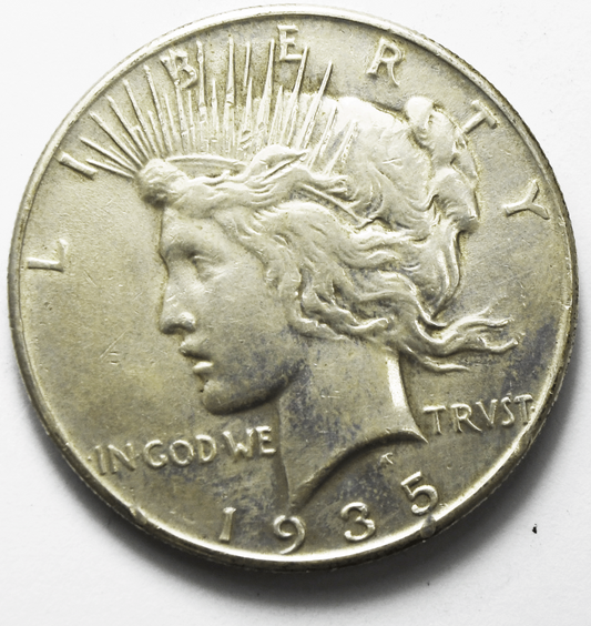 1935 $1 Peace Silver One Dollar Philadelphia AU