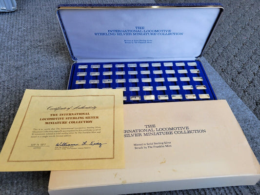 50pc. International Locomotive Miniature Sterling Bar Collection Franklin Mint