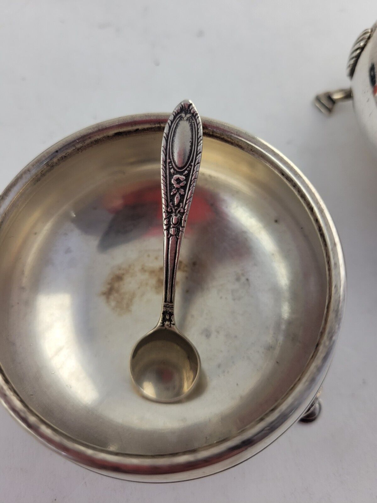 Vintage Sterling Silver Open Salt Cellars with Spoons 3.8oz.