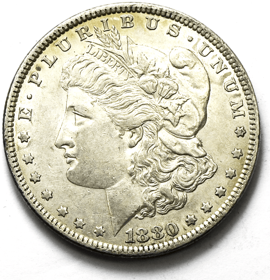 1880 $1 Morgan Silver One Dollar US Coin Philadelphia AU