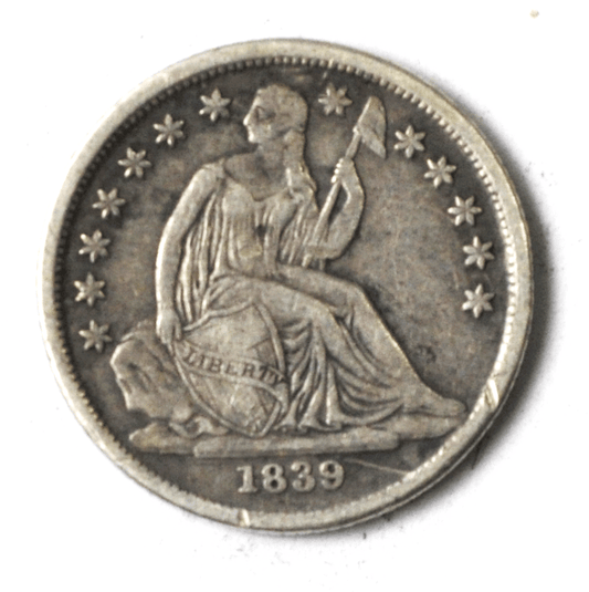 1839 O 10c Seated Liberty Silver Dime Ten Cents US New Orleans F-104A