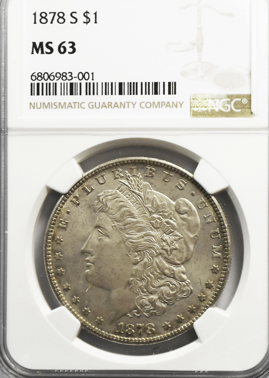 1878 S $1 Morgan Silver Dollar MS63 NGC San Francisco  VAM 7