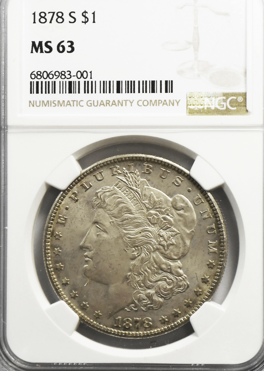 1878 S $1 Morgan Silver Dollar MS63 NGC San Francisco  VAM 7