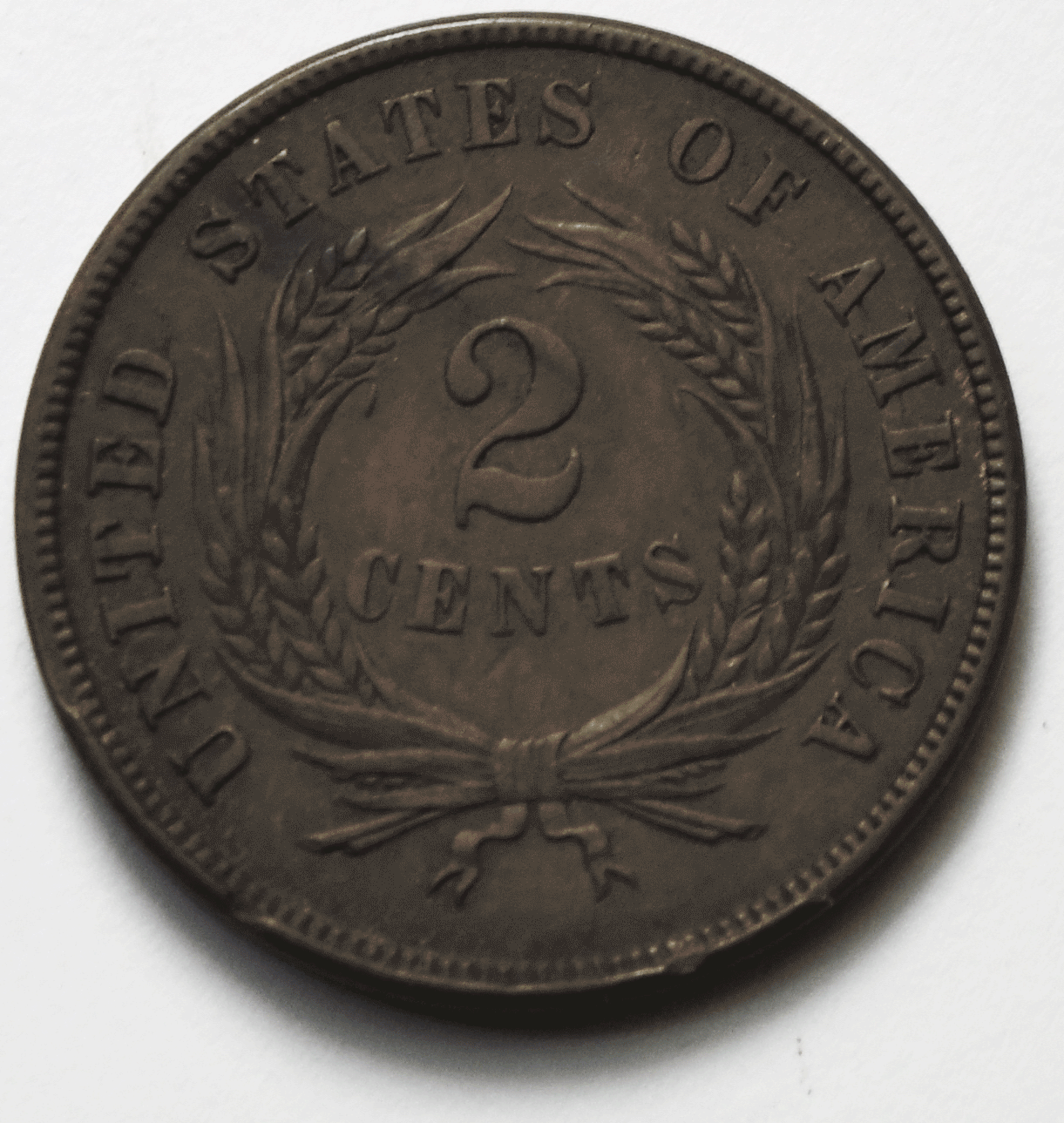 1865 2c Shield Two Cent Piece US Coin Fancy 5 AU