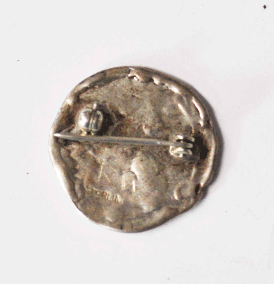 Sterling RW Ancient Coin Horse Round Brooch Pin Macedonian Didrachm 413-399 BC