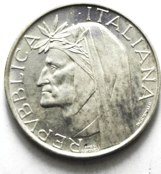 1965 R Italy 500 Five Hundred Lire Silver Coin Uncirculated KM# 100