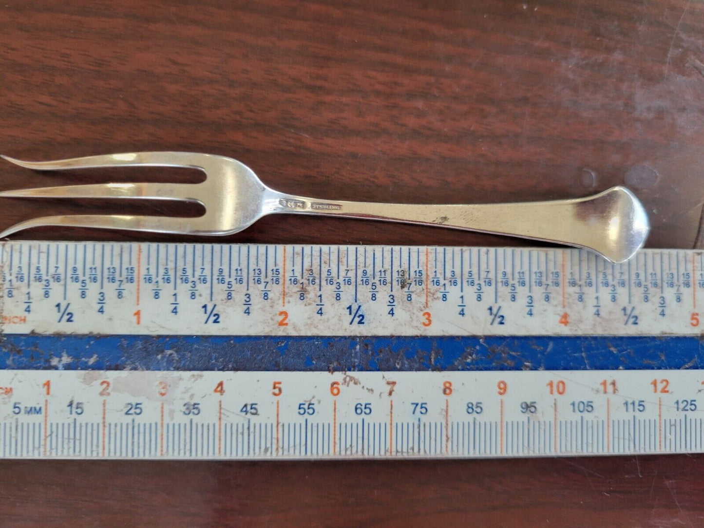 Sheffield England Sterling Pear Enameled  5 3/4" Strawberry Lemon  Fork .31oz