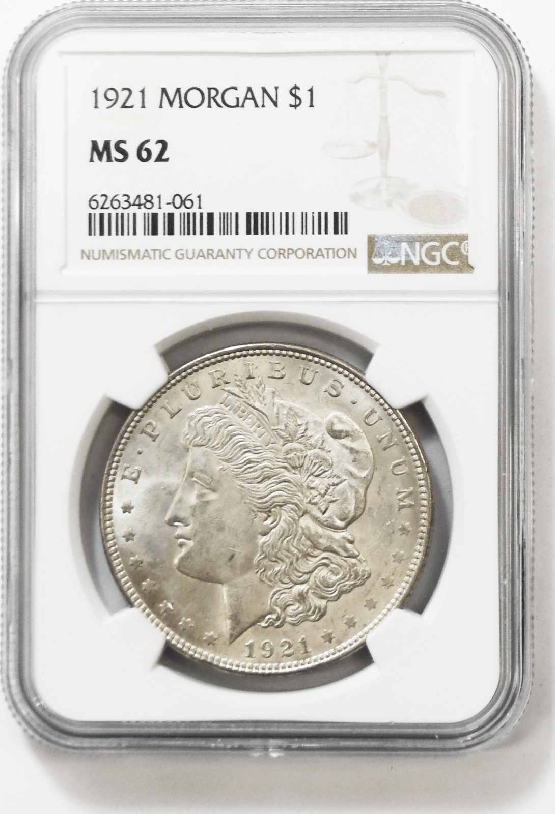 1921 $1 Morgan Silver Dollar MS62 NGC Uncirculated Lamination Peeling Reverse