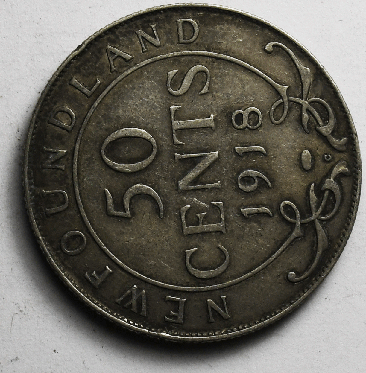 1918 C 50c Canada Newfoundland KM# 12 Rare Low Mintage