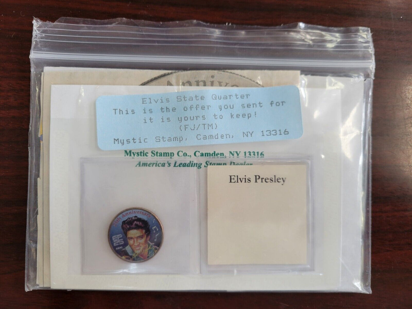 2002 Elvis Presley Colorized 25th Anniversary TN State Quarter, Morgan Mint COA