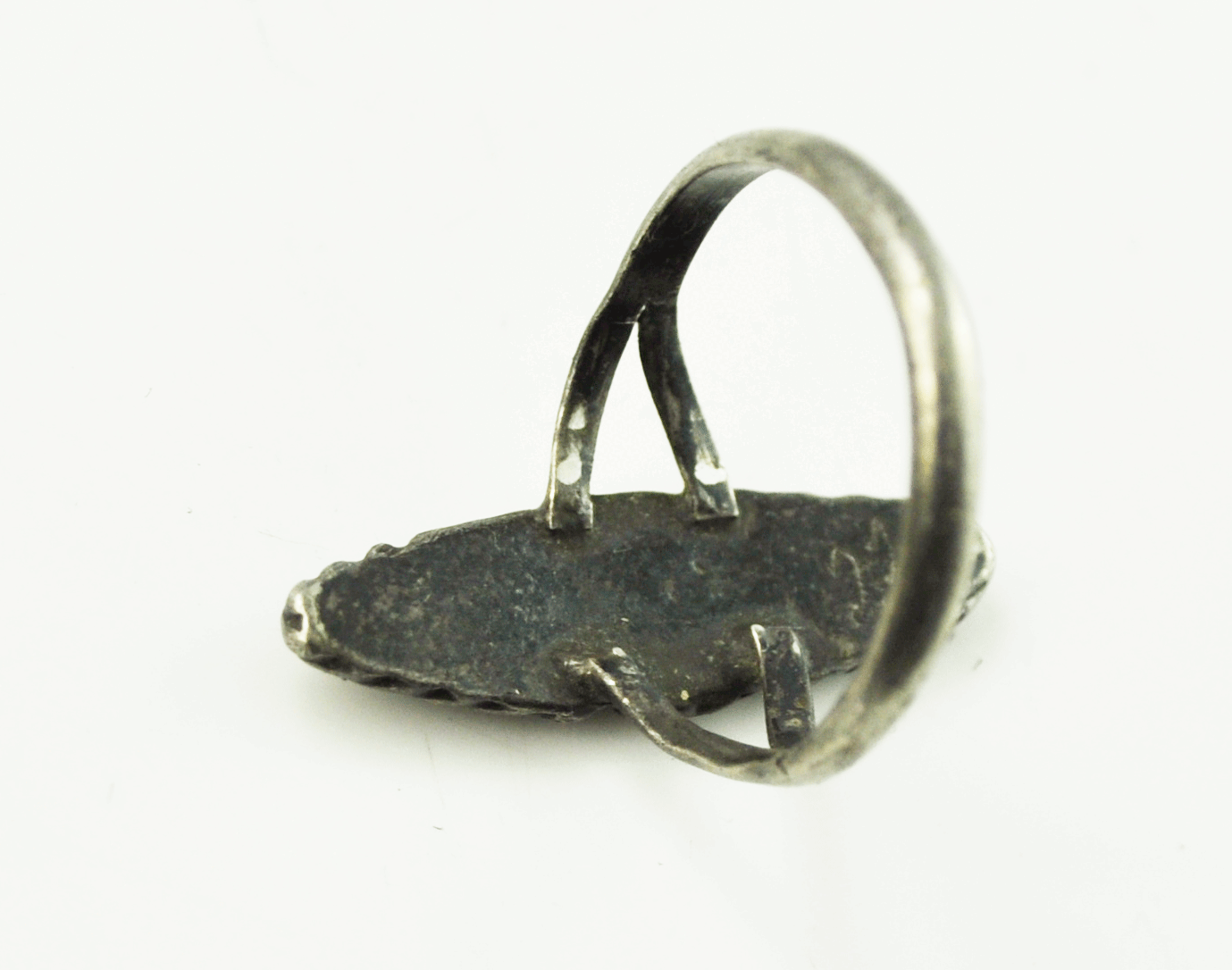 Sterling Silver White & Blue Triangle Round Propeller Ring 22mm Size 7.5