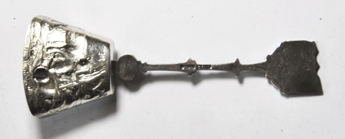 900 Fine Silver Holland Ice Cream Spoon 4.5" 3-D Lamb Cow Sheep San Francisco