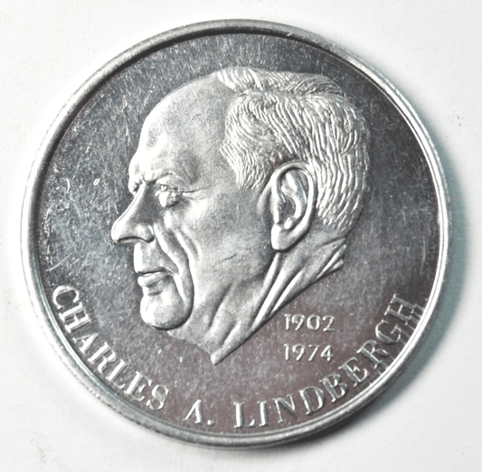 1902 1974 Charles A Lindbergh Spirit of St Louis Aluminum Medal 41mm Old Bust