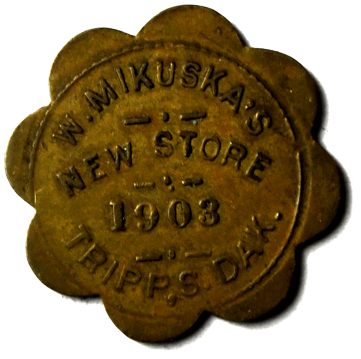 1903 Tripp South Dakota 1903 Mikuska's Store 50 Cents Trade Token 28mm