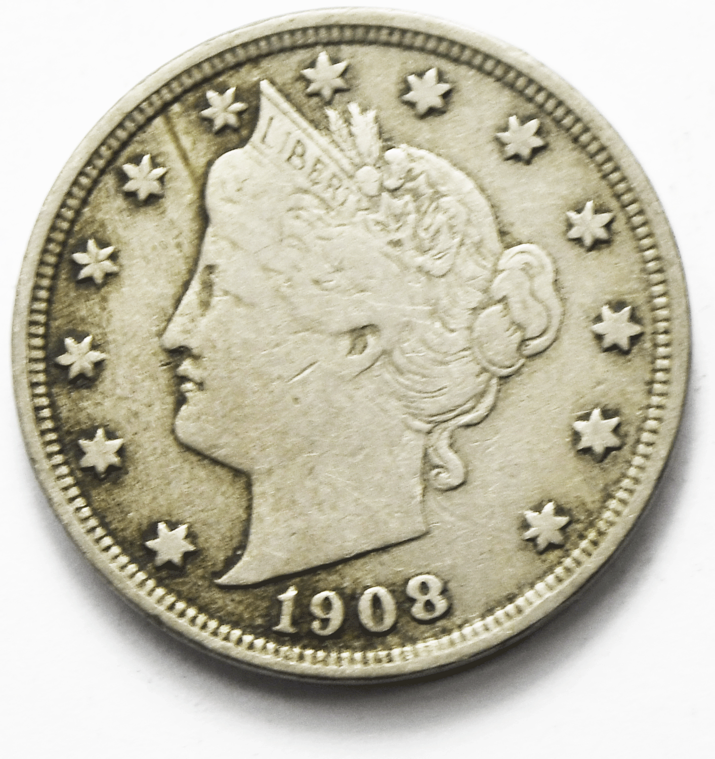 1908 5c V Liberty Nickel Five Cents Rare US Philadelphia