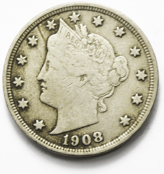 1908 5c V Liberty Nickel Five Cents Rare US Philadelphia