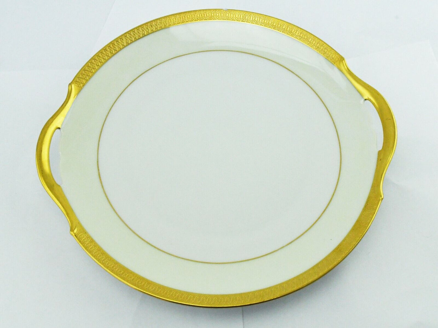 Clifton by TIRSCHENREUTH China Cream 4246 Gold Verge Bavaria Handled Cake Plate