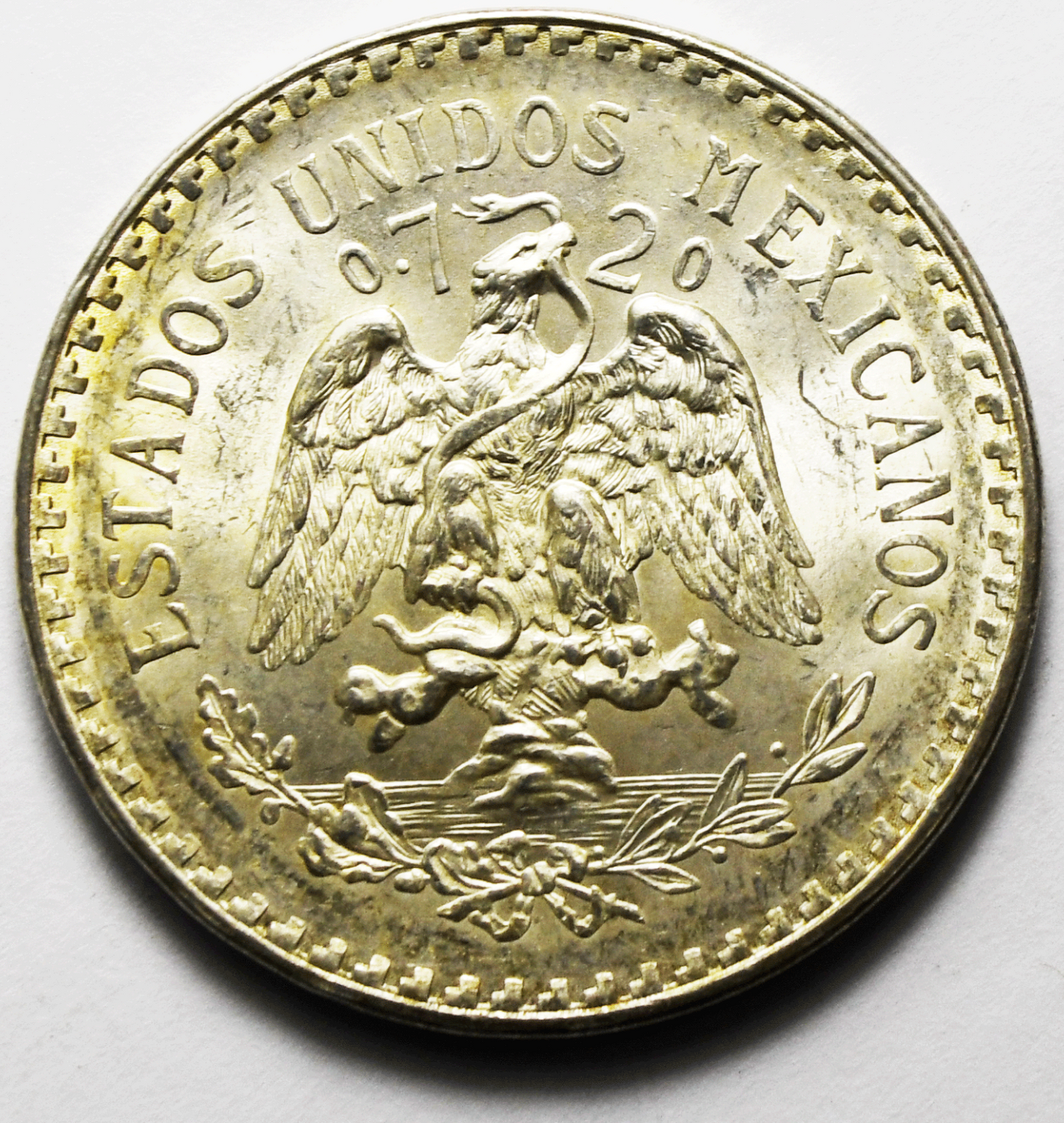 1944 Mexico Silver One Peso Uncirculated Coin KM#45