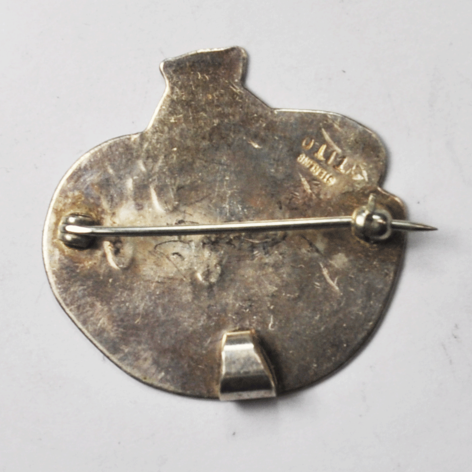 Sterling Silver Tito Village Bridge Etched Brooch Pin 30mm x 31mm