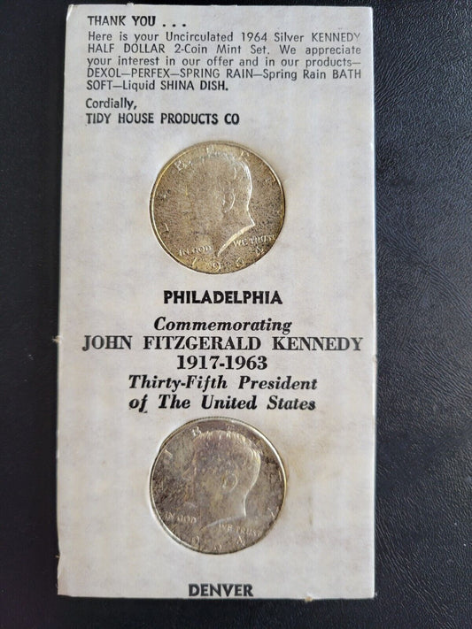 1964 Tidy House Products Kennedy Half Dollars P&D w/Original Packaging