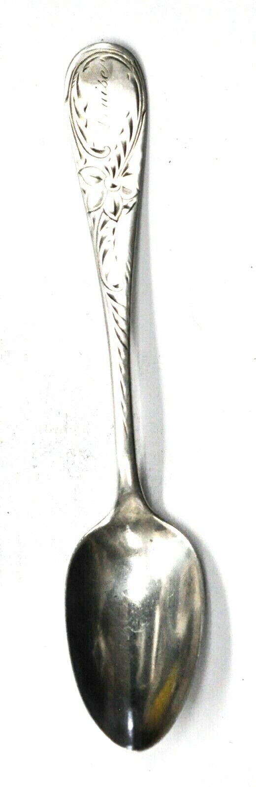 Sterling Towle Engraved Flower Spoon Louise Monogram Teaspoon 5.5" Oct 3-91
