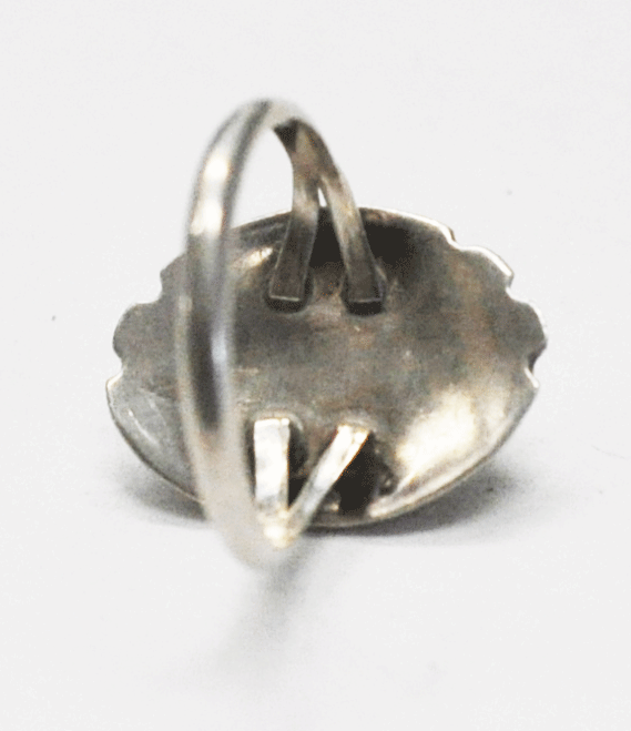 Vintage Sterling Silver Oval Turquoise Bird Cut Out Ring 21mm Size 6
