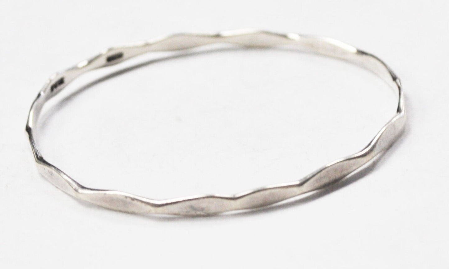 1982 Sterling S&LC London Small Bangle Round Faceted 3.5mm