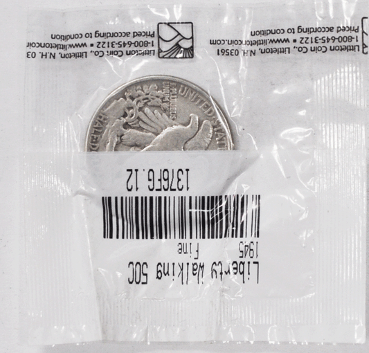 1945 50c Walking Liberty Silver Half Dollar Philadelphia Littleton