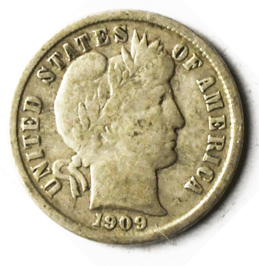 1909 S 10c Barber Silver Dime Rare Ten Cents San Francisco